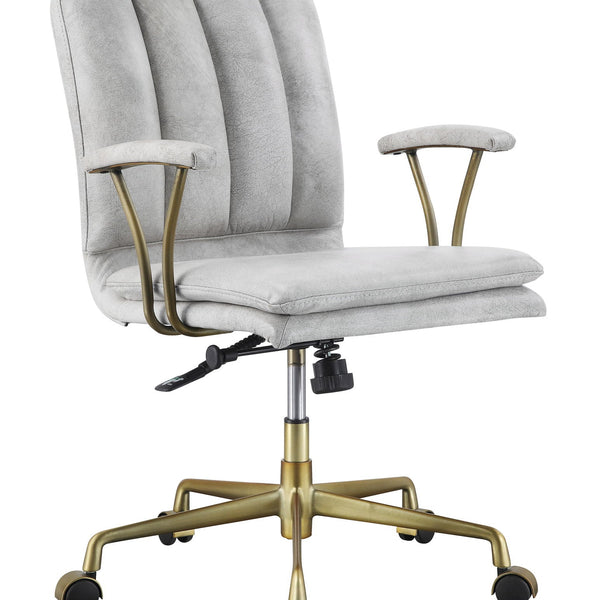 Damir - Vintage Top Grain Leather Office Chair - Antique White / Vintage - Best Buy Furniture