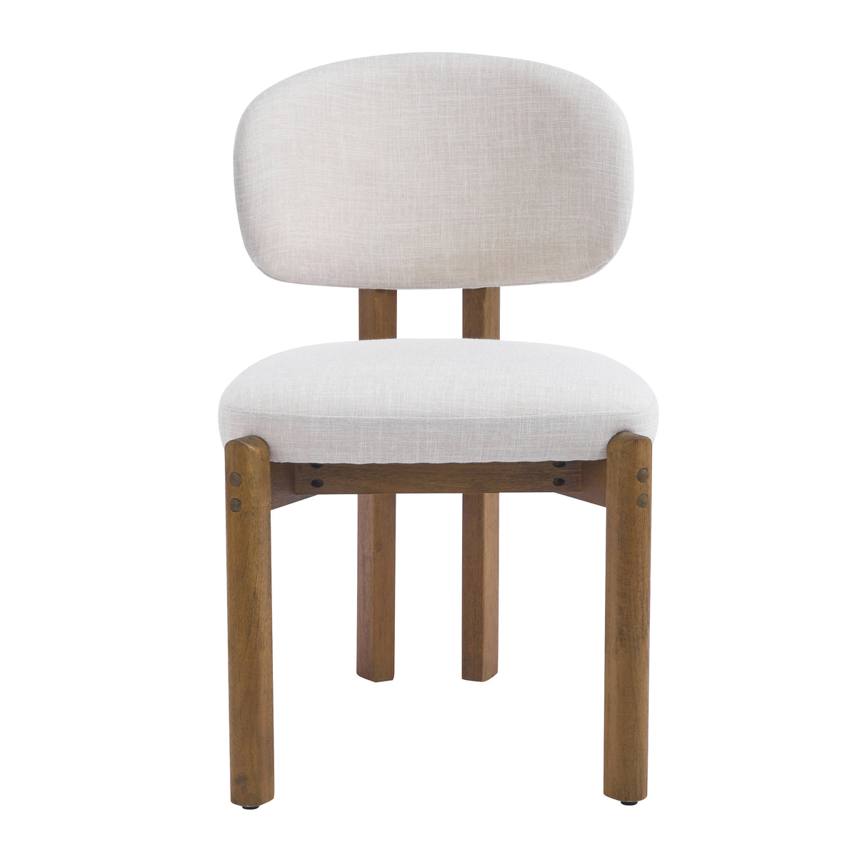 Beige Upholstered Mid-Century Dining Chair