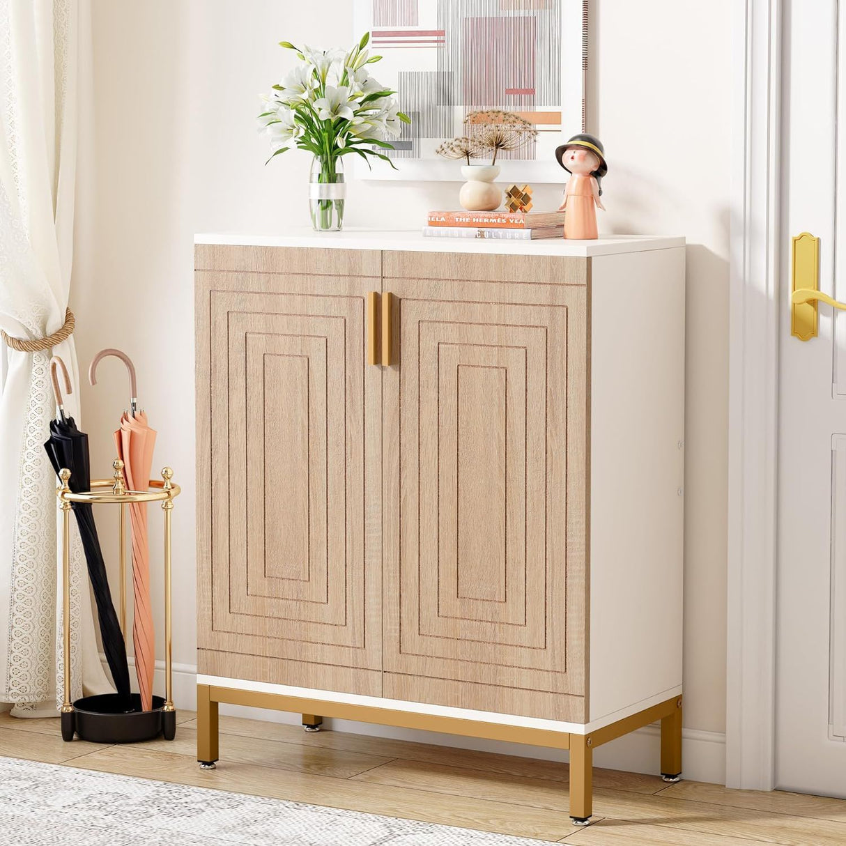 Shoe Cabinet With Doors, 5 Tiers Shoe Storage Organizer