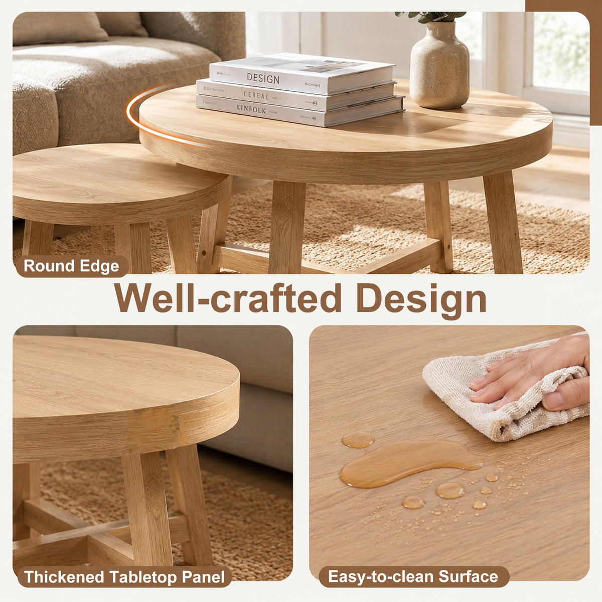 Set of 2 Round Nesting Coffee Tables