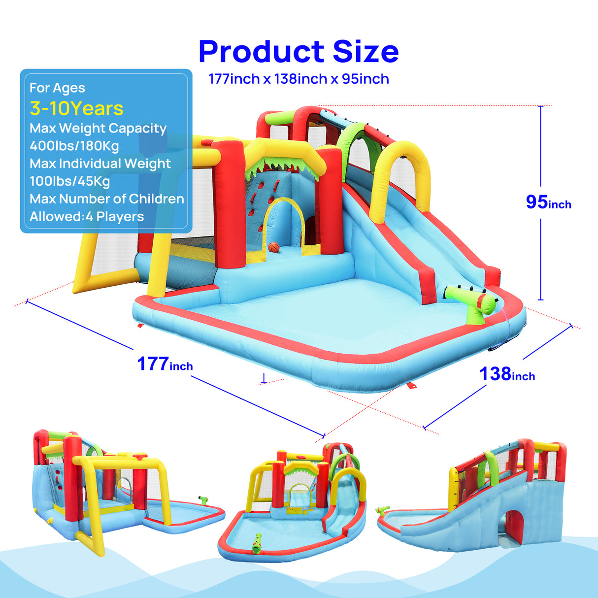 7-in-1 Inflatable Slide Water Park and Garden Bouncer