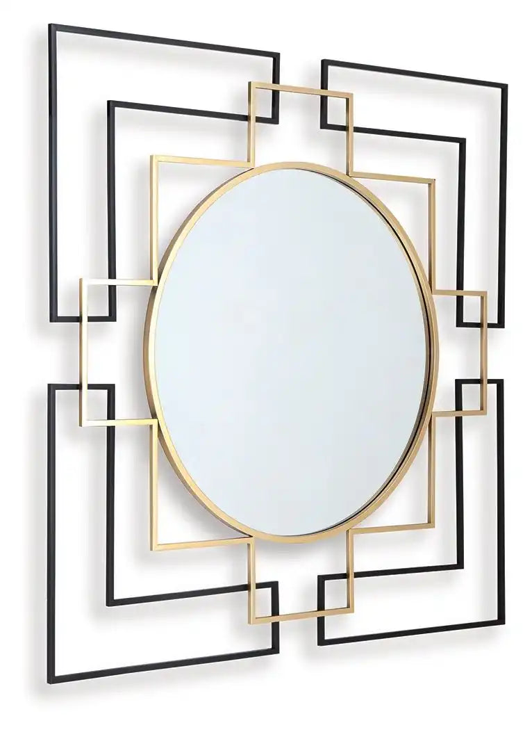 Oceanal - Accent Mirror - Black / Gold Finish - Best Buy Furniture