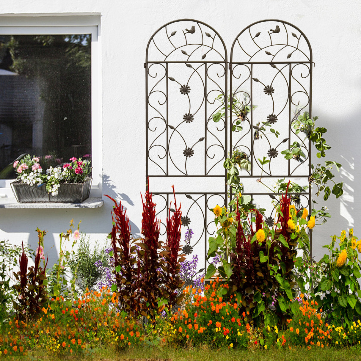 2 Pack Metal Garden Trellis 86.7" x 19.7"