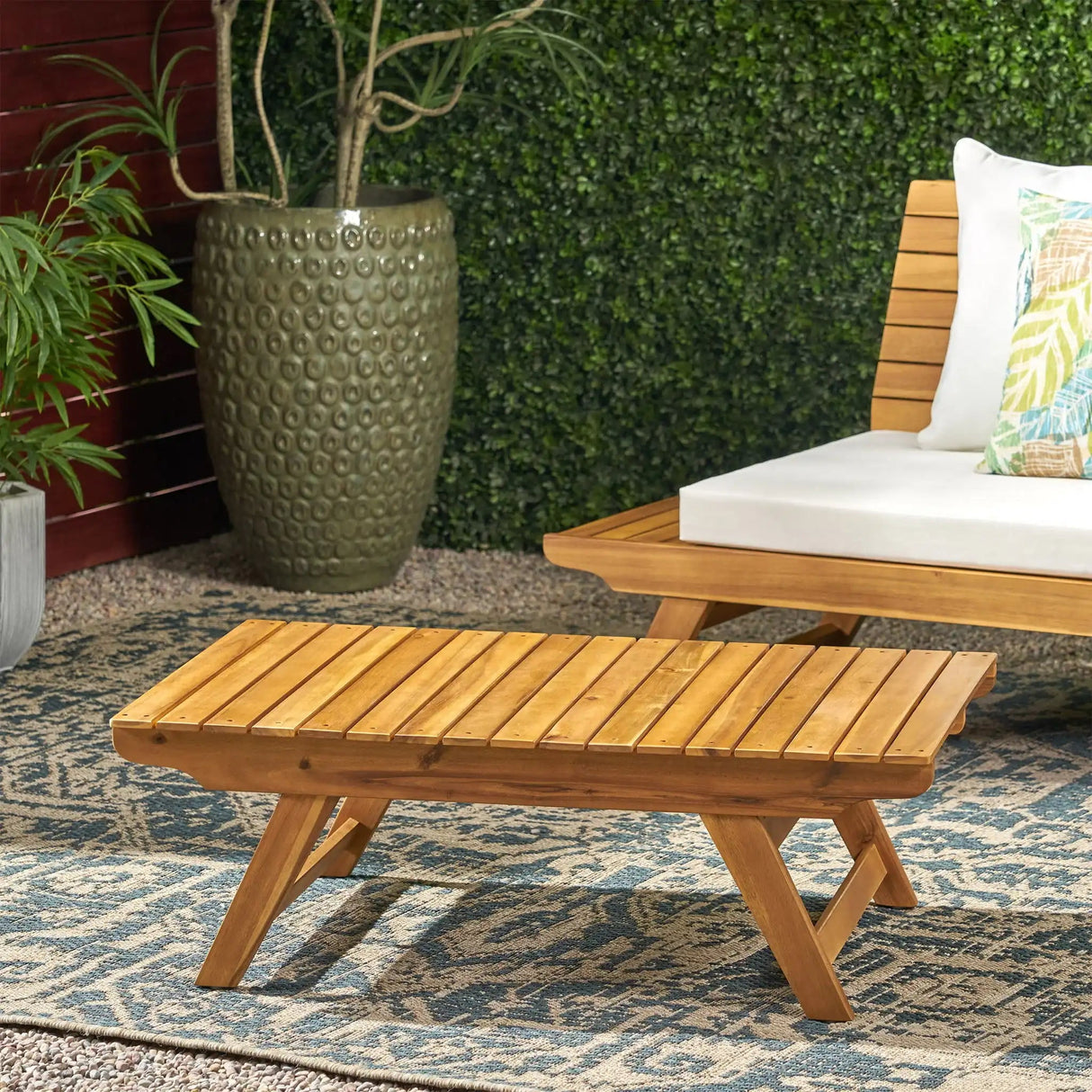 Outdoor Acacia Wood Coffee Table With Open Slat Design - Best Buy Furniture