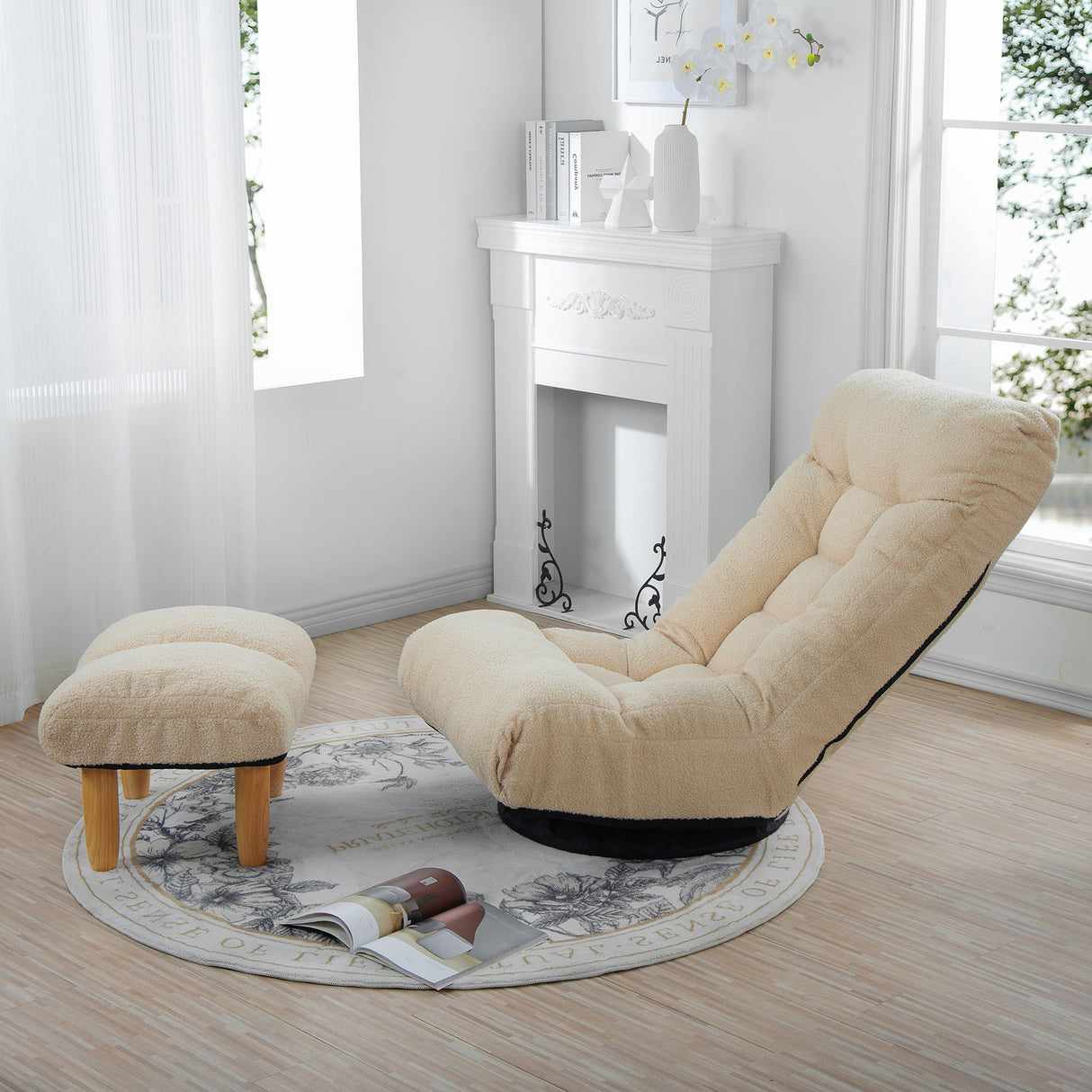 Adjustable Japanese Reclining Floor Chair Sofa With Metal Frame For Living Room