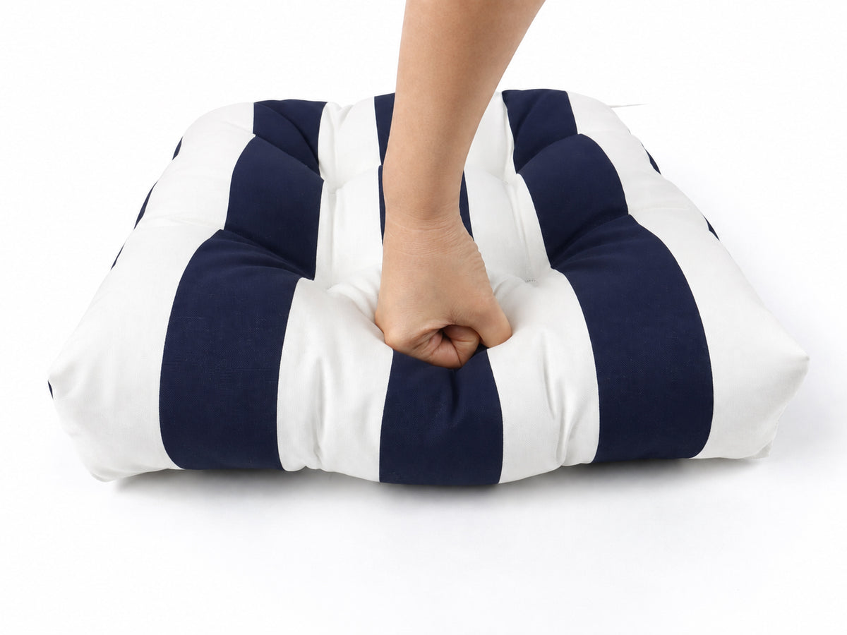 Outdoor Chair Cushions Set of 2 in Black/White Stripes