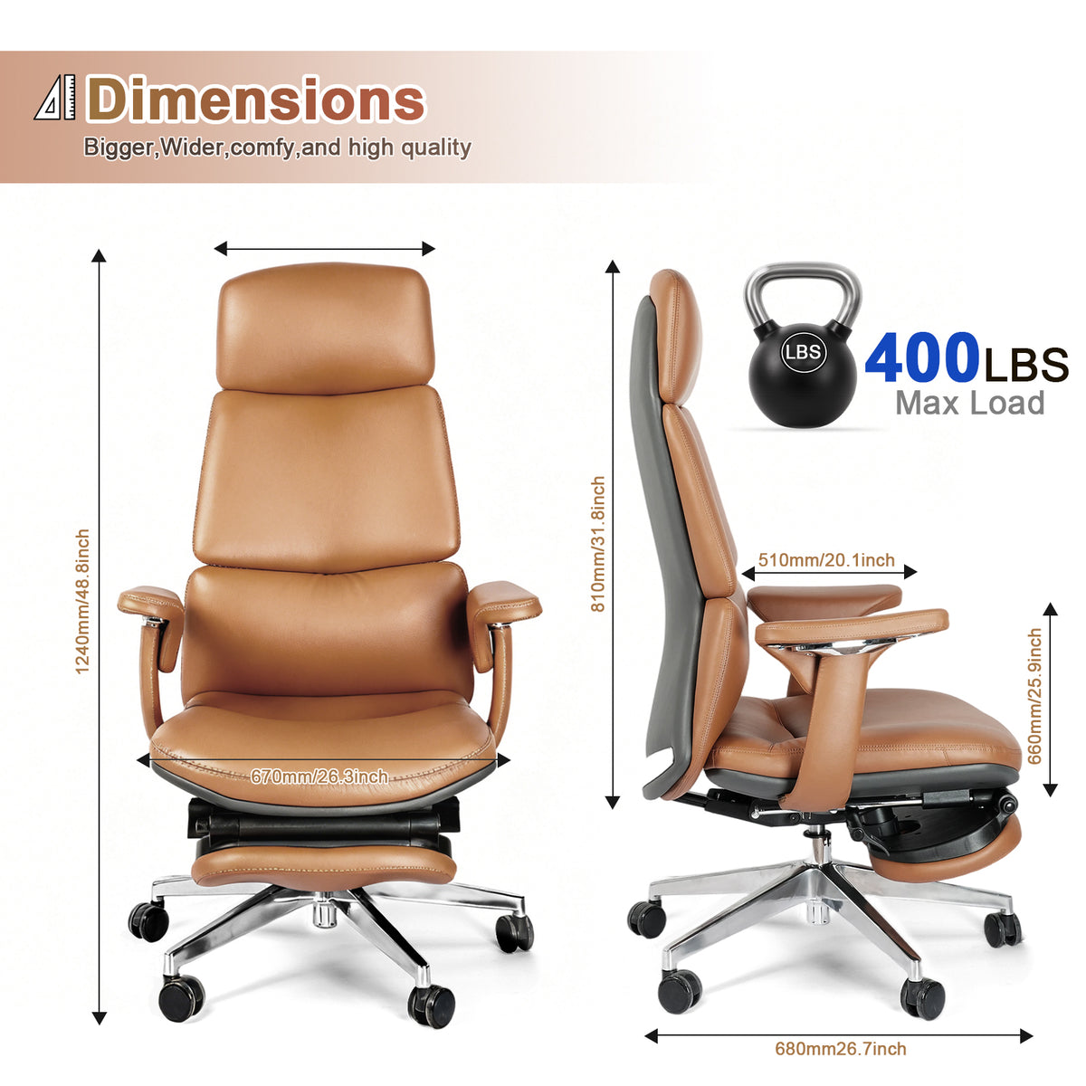 Ergonomic Leather Executive Office Chair