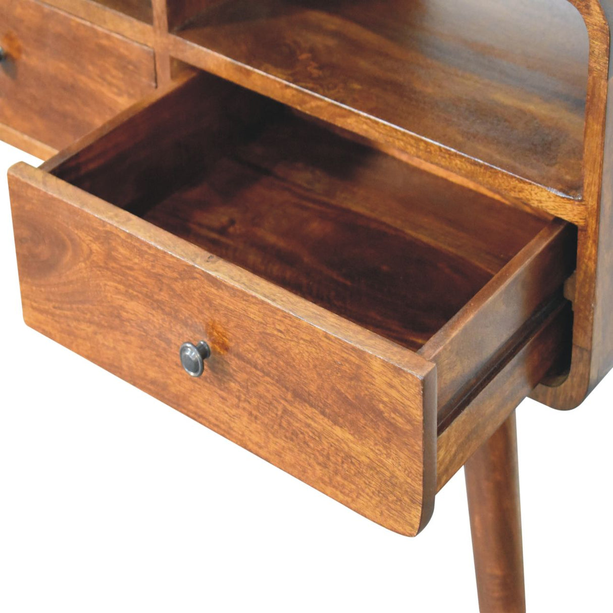 Solid Wood Triple Curved Chestnut Console Table