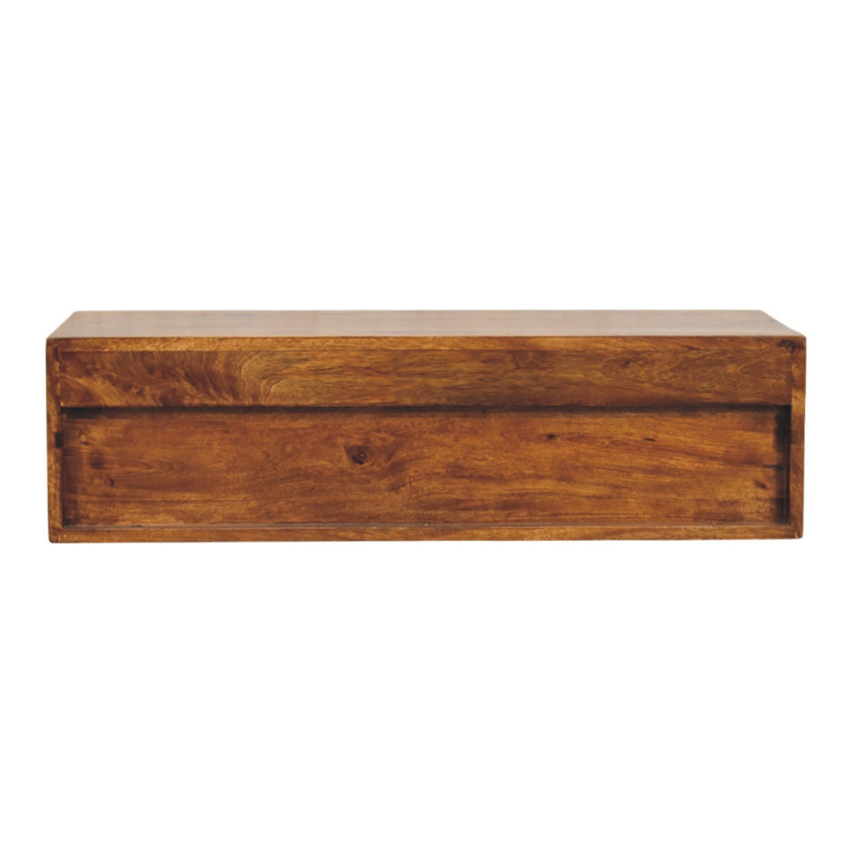 Solid Wood Lunar Wall-Mounted Media Unit, 2-Drawers, Chestnut
