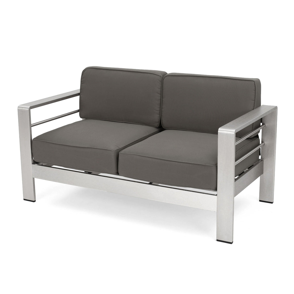 Outdoor Aluminum Loveseat With Cushion - Gray - Best Buy Furniture
