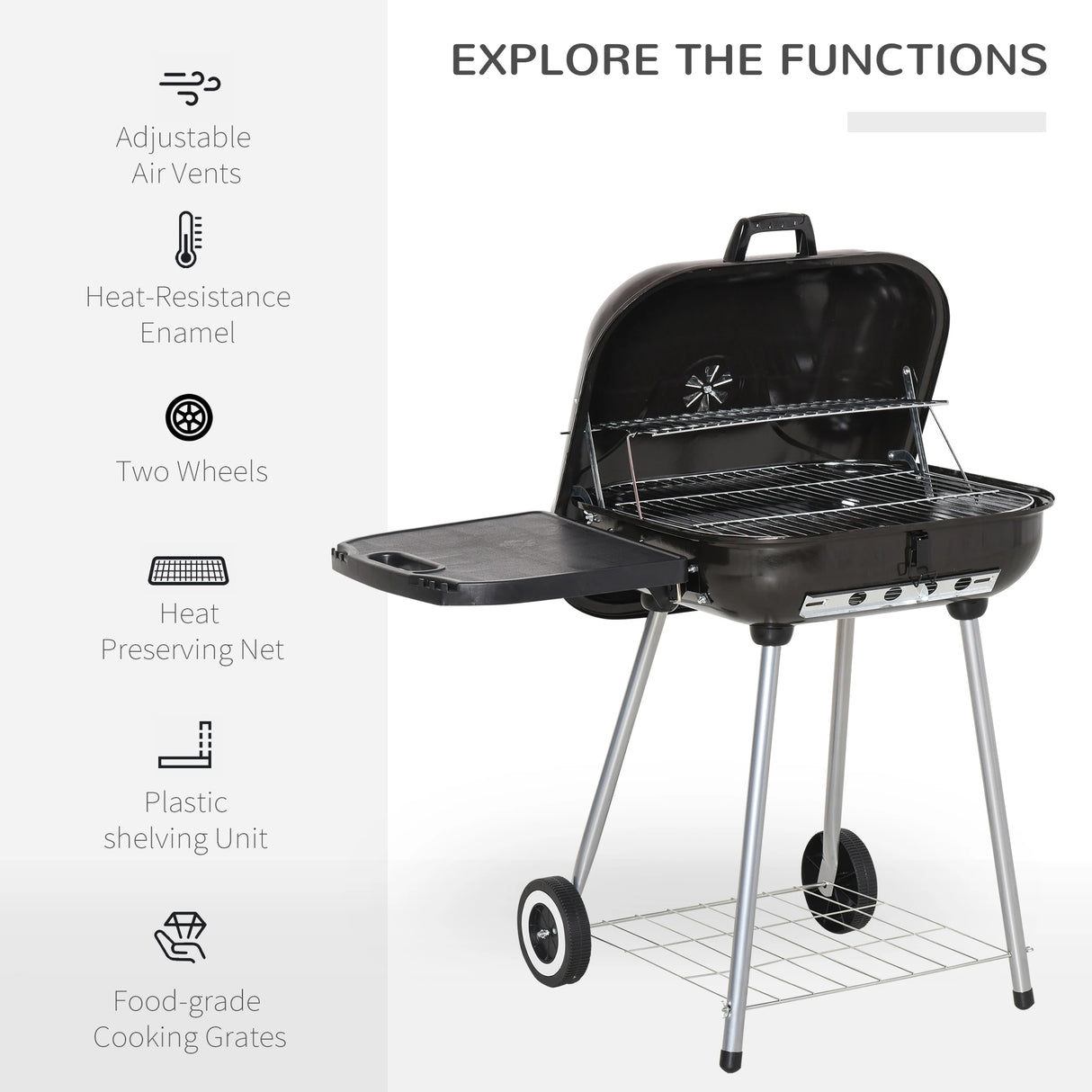 22-Inch Porcelain-Enameled Outdoor BBQ Grill