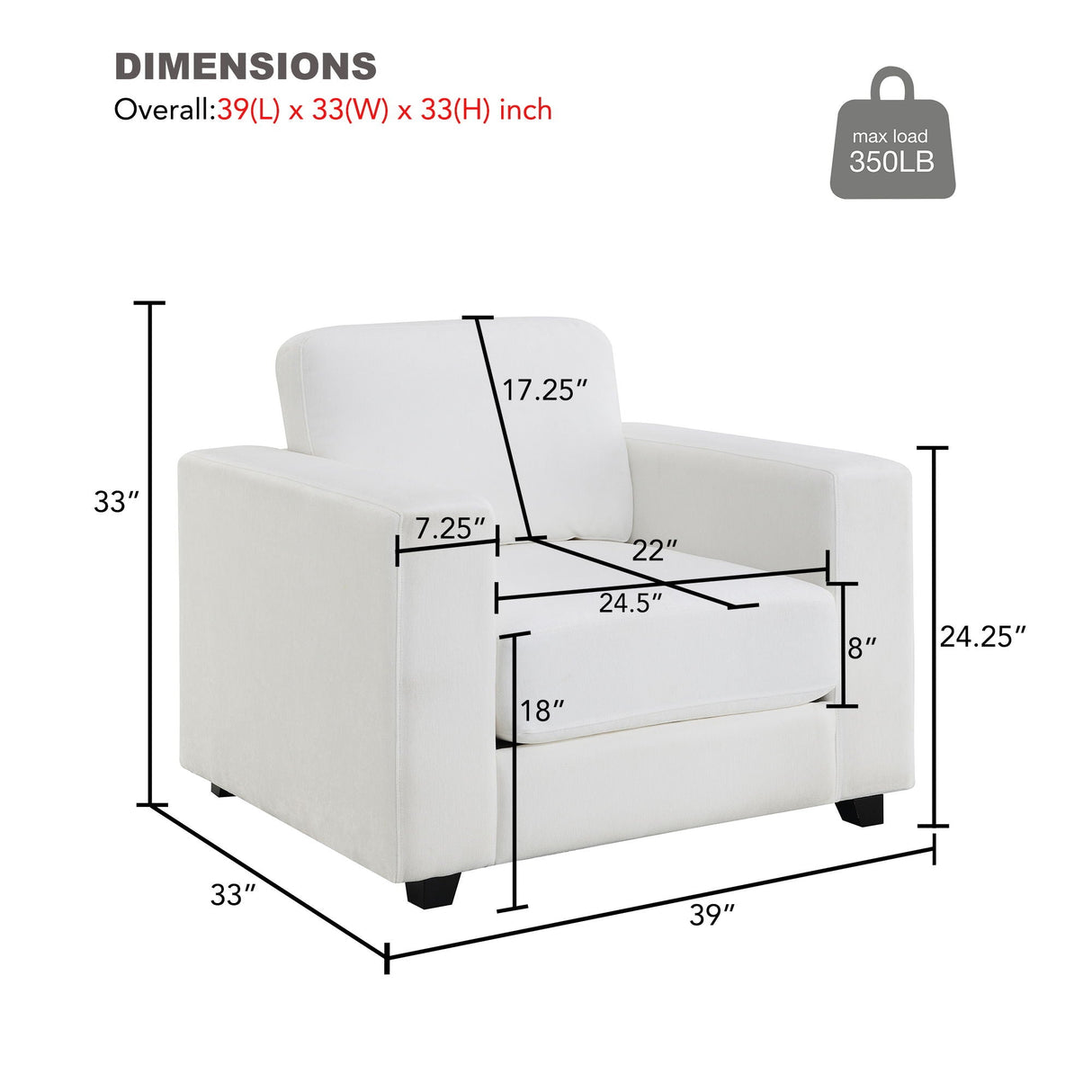 Oversized Accent Chair With Widen Arm for Living Room