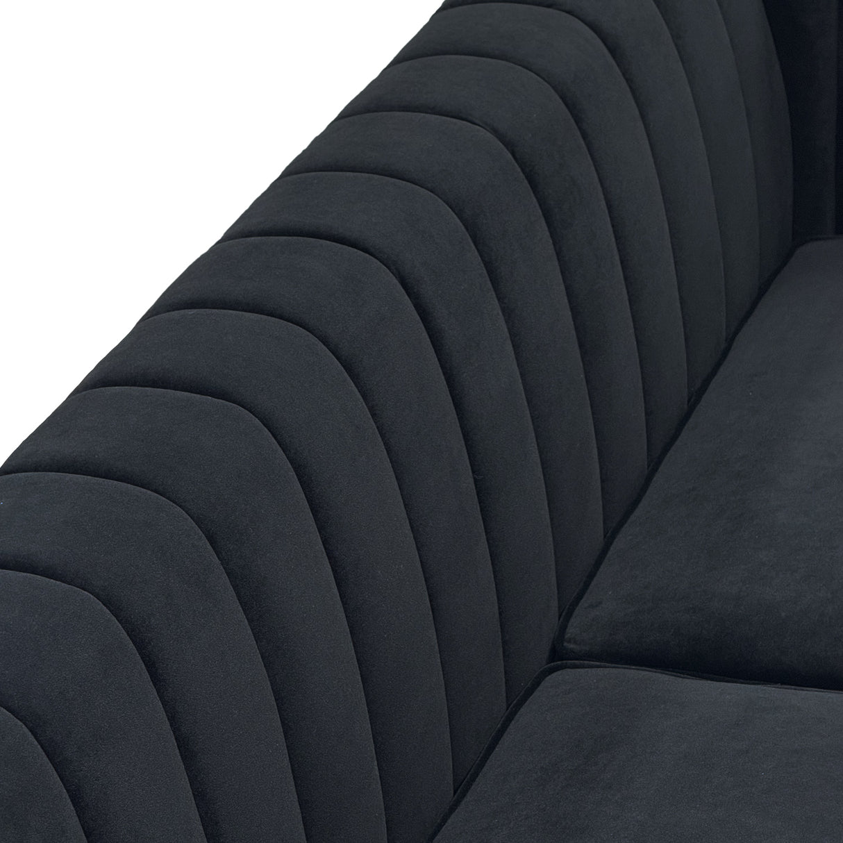 Black Velvet 2 Piece Sofa Set
