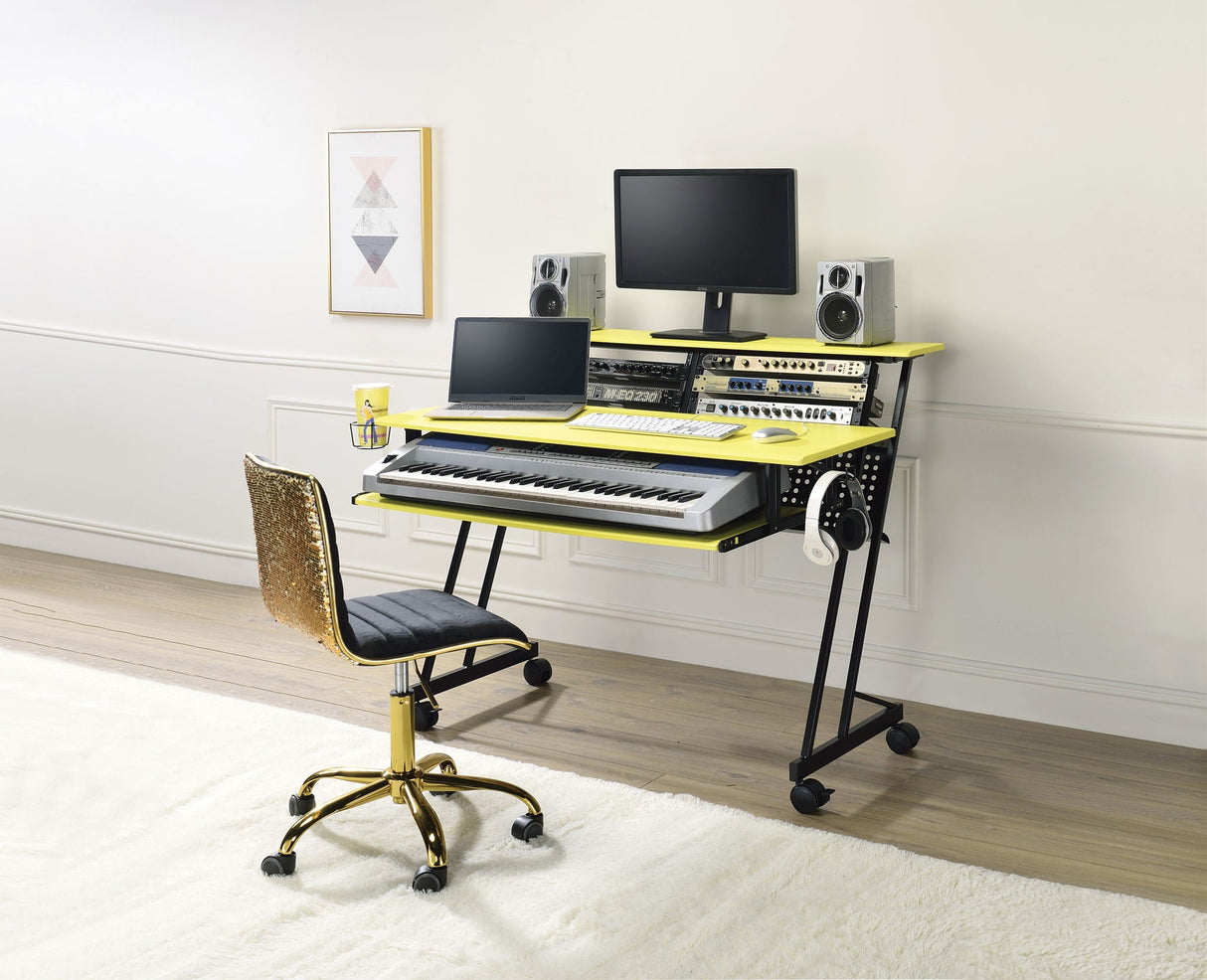 Suitor - Music Recording Studio Desk - Black / Yellow - Best Buy Furniture
