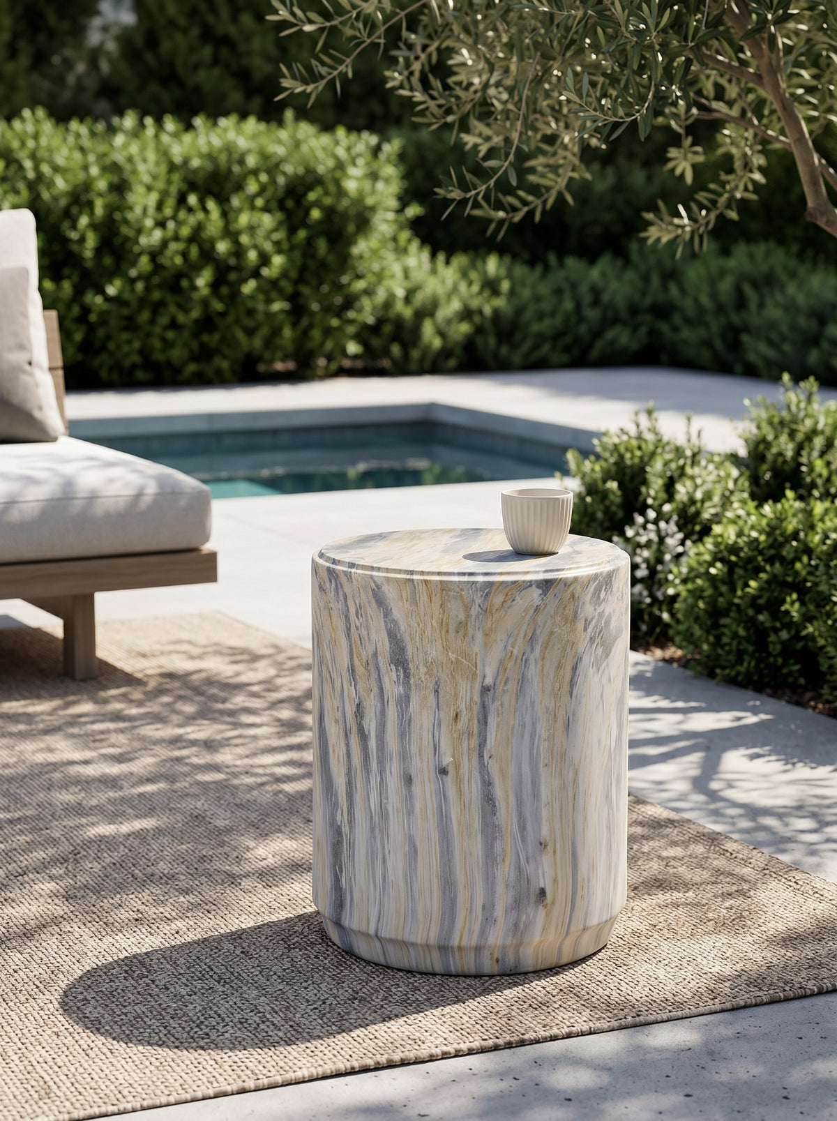 Modern Marble-Look Stool