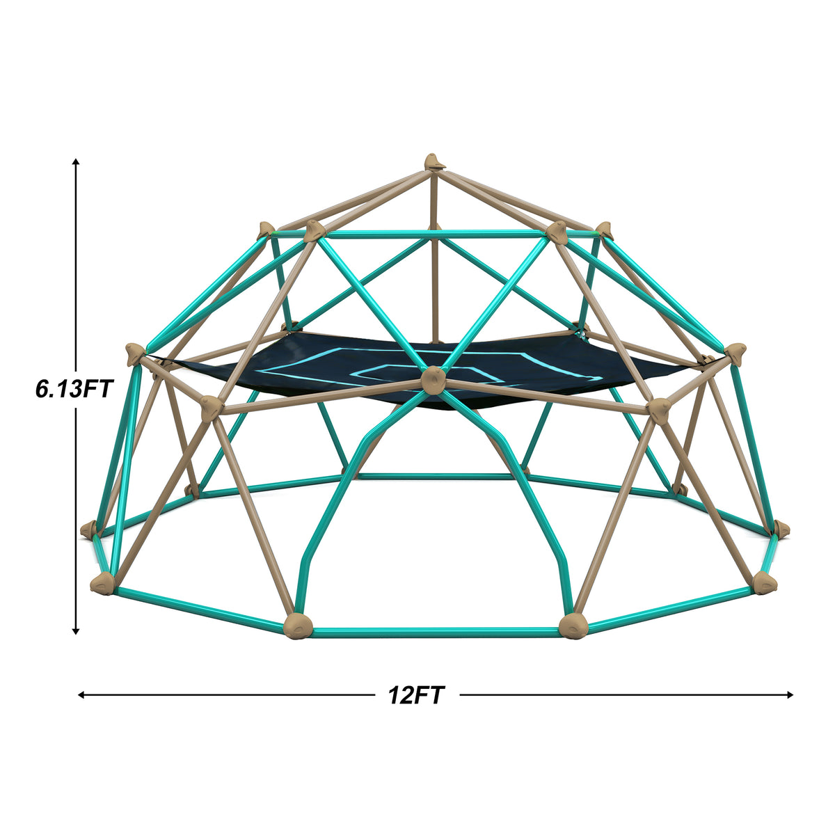 12ft Geometric Dome Climber Play Center, Kids Climbing Dome Tower with Hammock