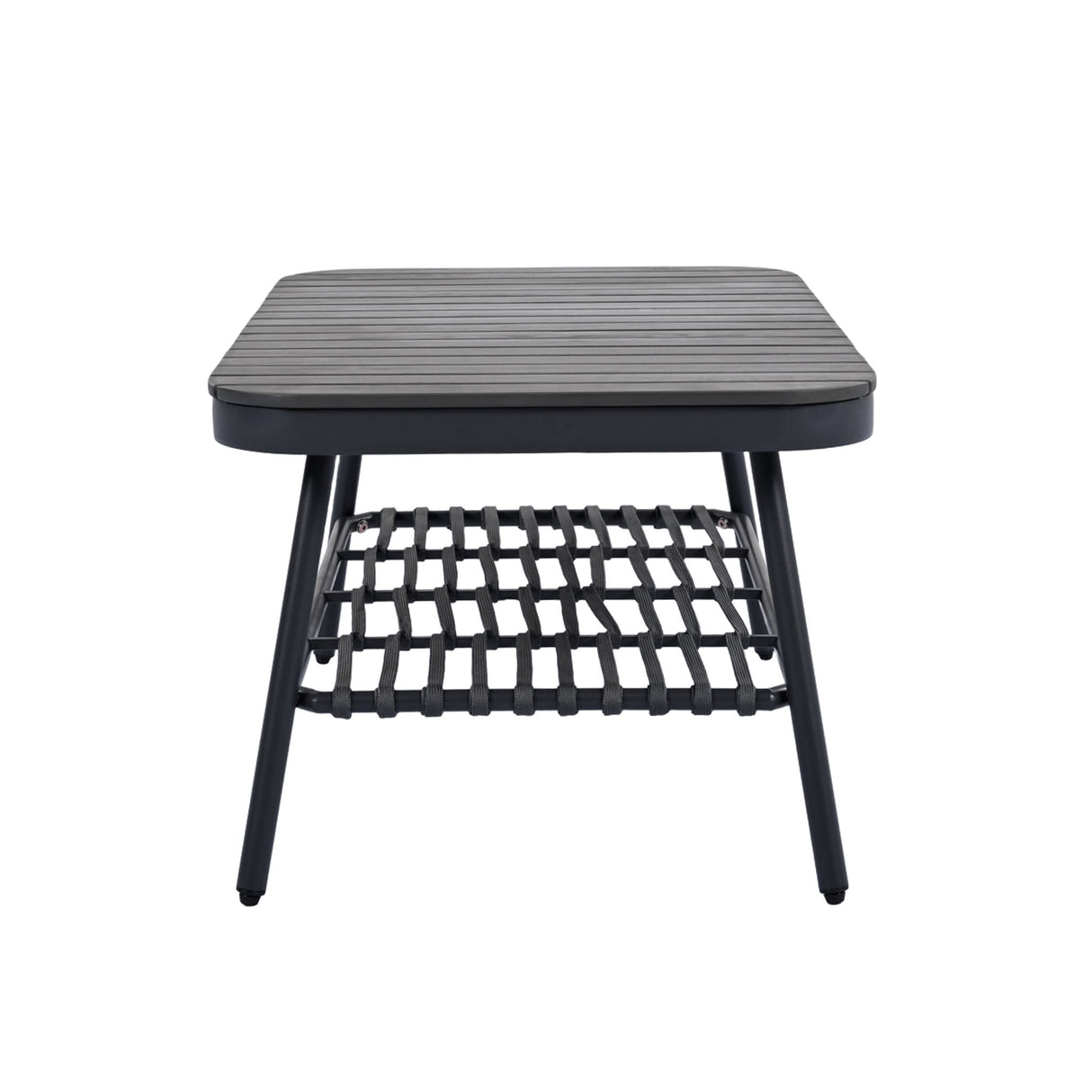 4 Piece Outdoor Patio Furniture Set, Metal Chairs With Woven Rope U Shaped Backrest