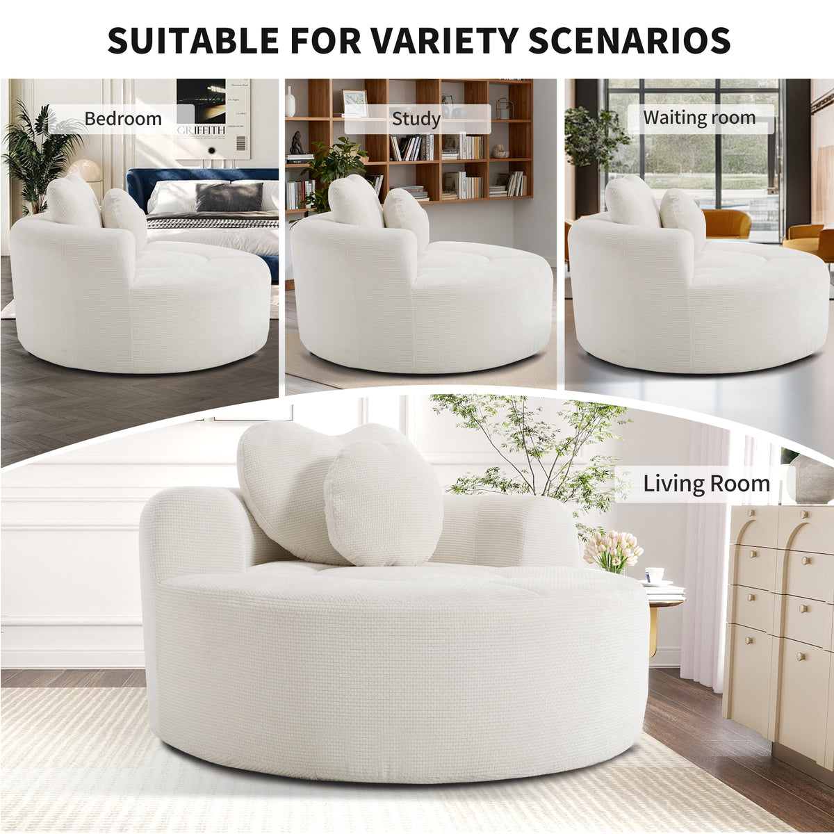 Round Sofa Bed with Memory Foam Sectional Couch