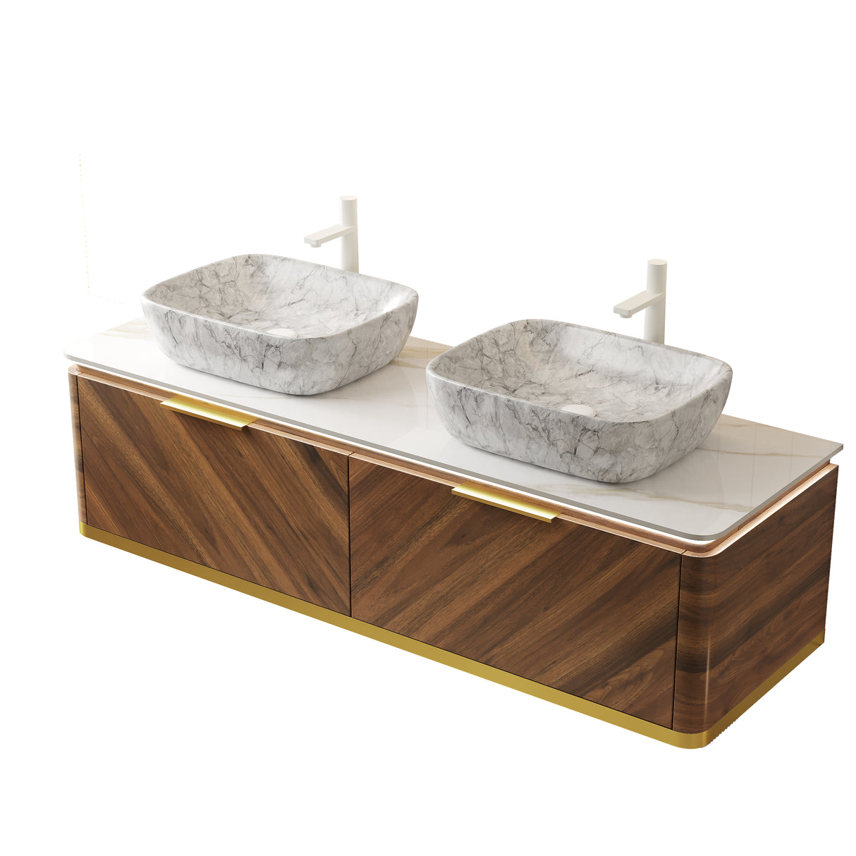 DIPA 60" Wall-Mounted Carrara Bathroom Vanity