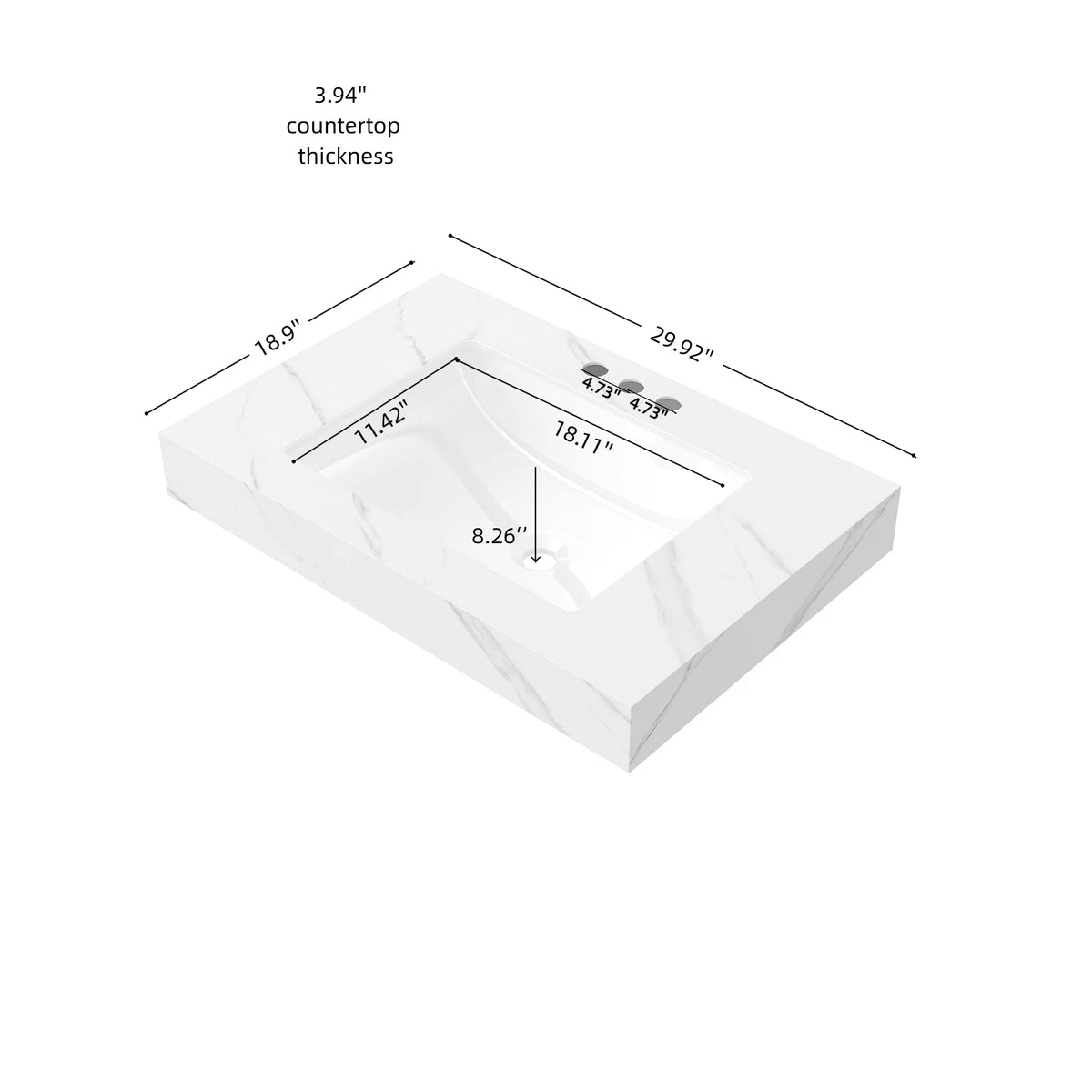30" MURI Carrara Bathroom Vanity