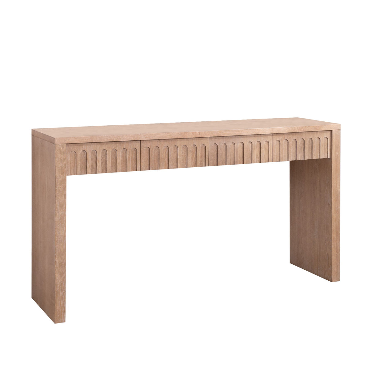 Modern Console Table with 4 Drawers – 59.2" Entryway Table in Natural Wood Finish