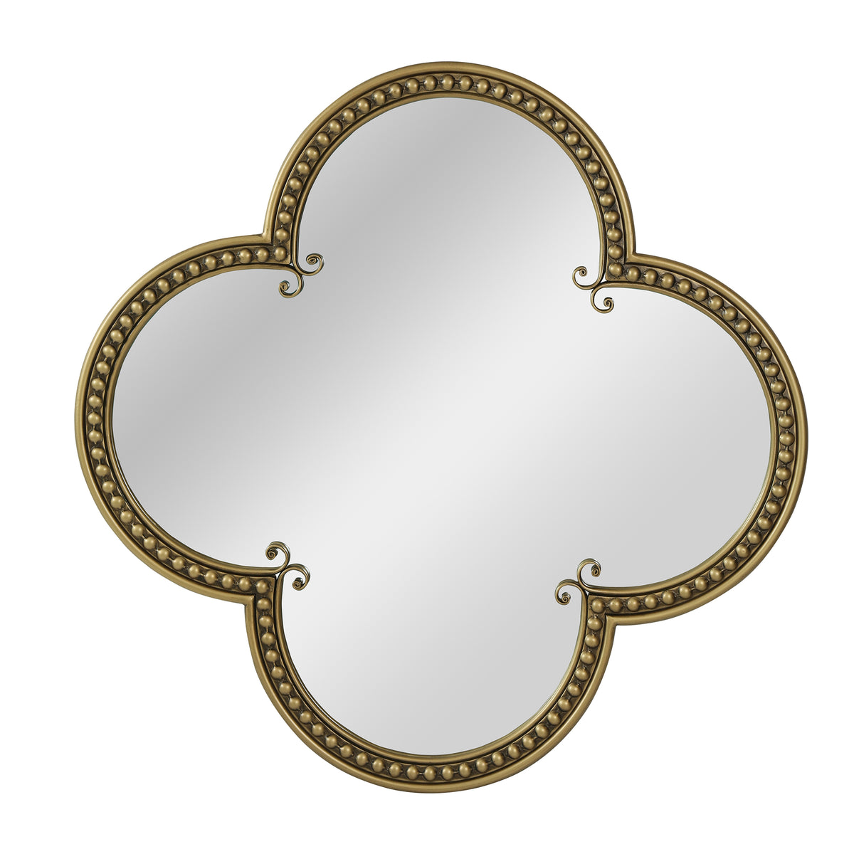 Quatrefoil Mirror with Large Beaded Metal Frame