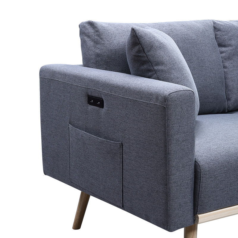 Easton - Fabric Living Room Set With USB Charging Ports Pockets And Pillows (Set of 2)