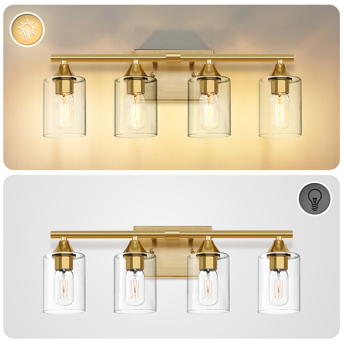 4-Light Brushed Bathroom Vanity Wall Light