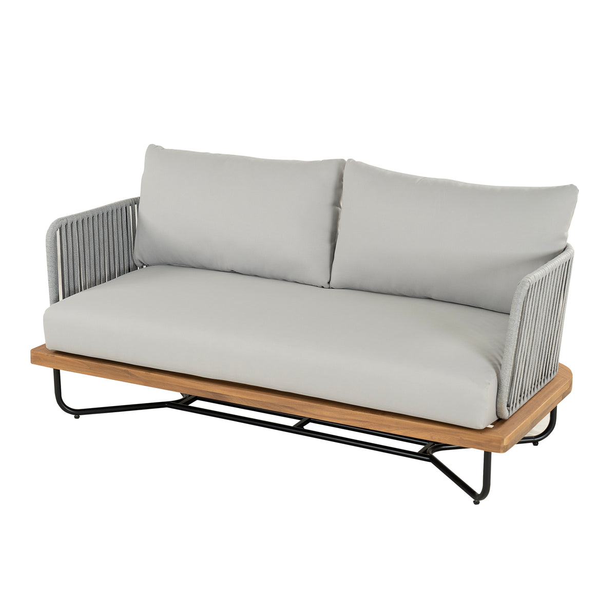 Lucca Outdoor Acacia Wood Rope Woven Sofa Sectional Set