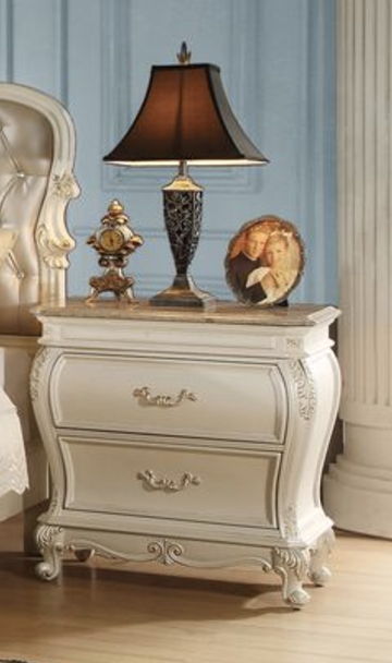 Chantelle - Nightstand With Granite Top - White - Best Buy Furniture