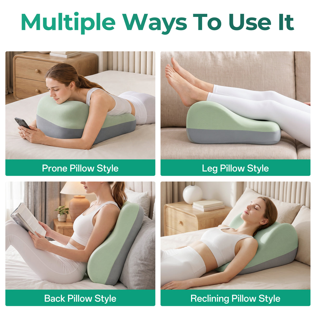 27° Ergonomic Memory Foam Support Pillow for Couples