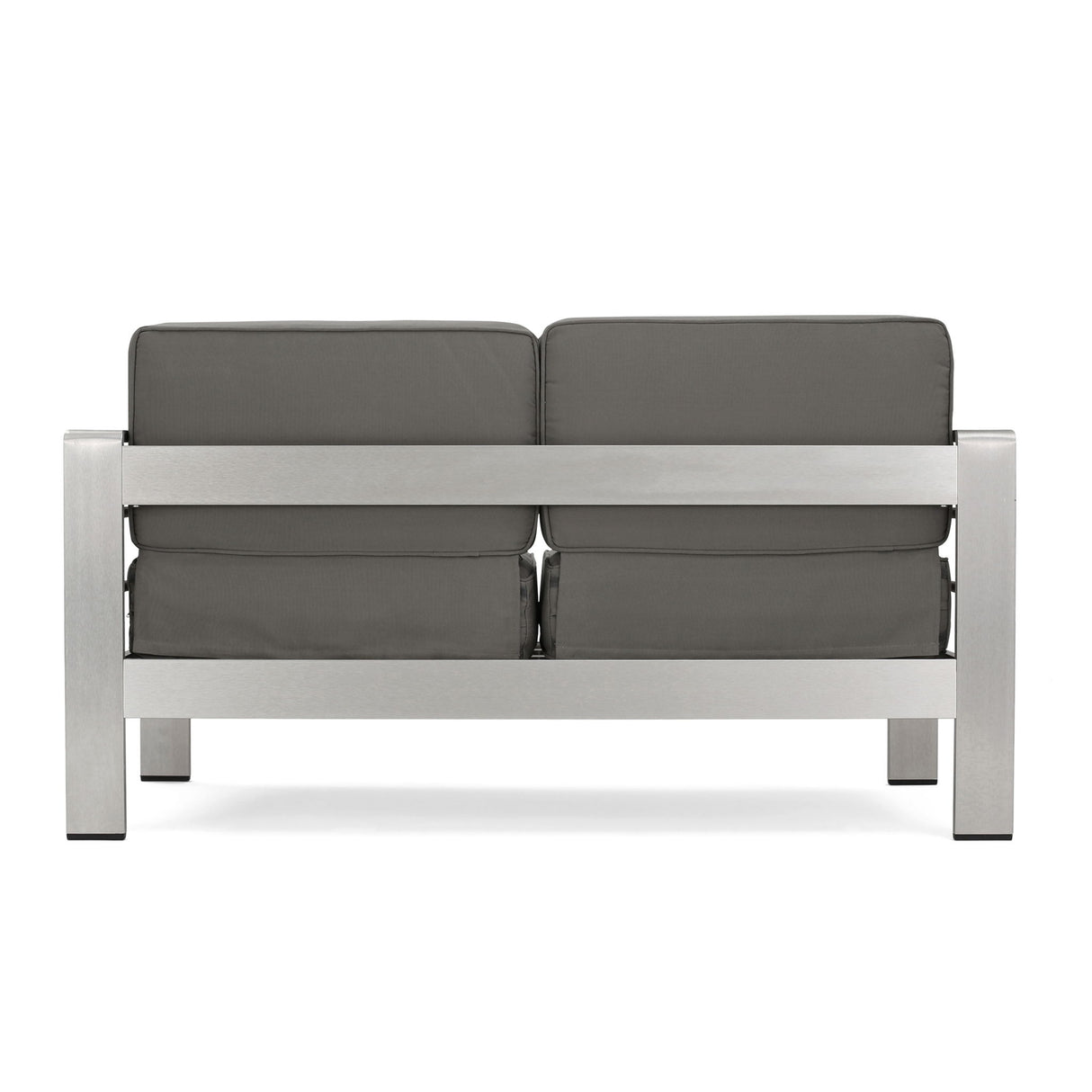 Outdoor Aluminum Loveseat With Cushion - Gray