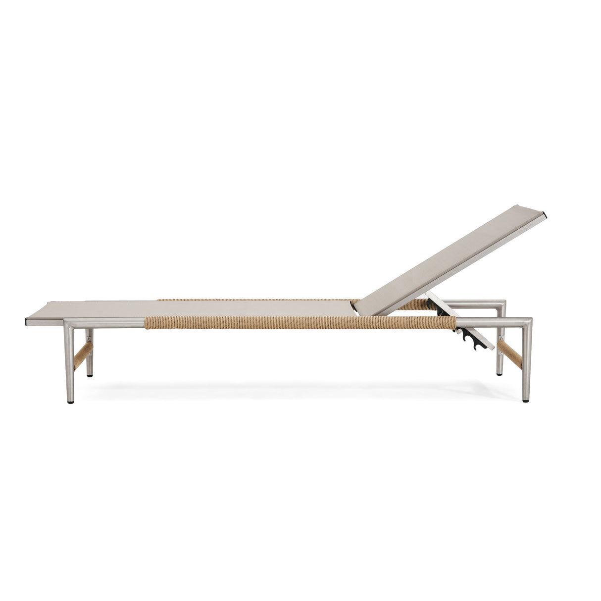 Hargrove - Outdoor Patio Aluminun Chaise Lounge, Outdoor Mesh Seat - Natural / Silver