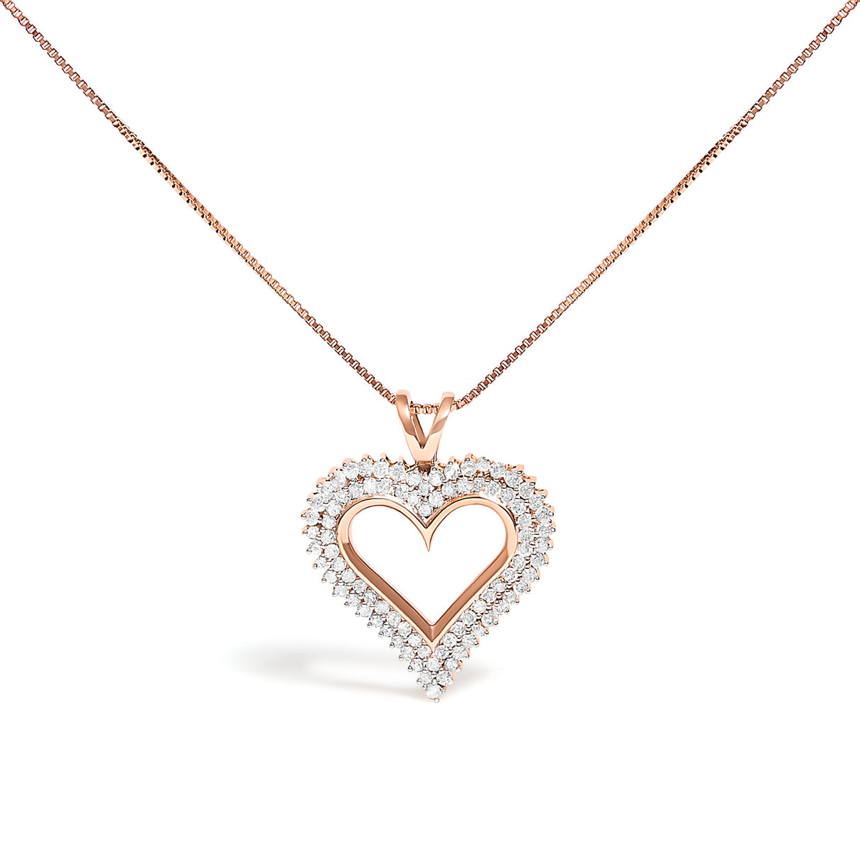 .925 Sterling Silver 1.00 Cttw Diamond Heart 18" Pendant Necklace (I-J Color, I2-I3 Clarity)