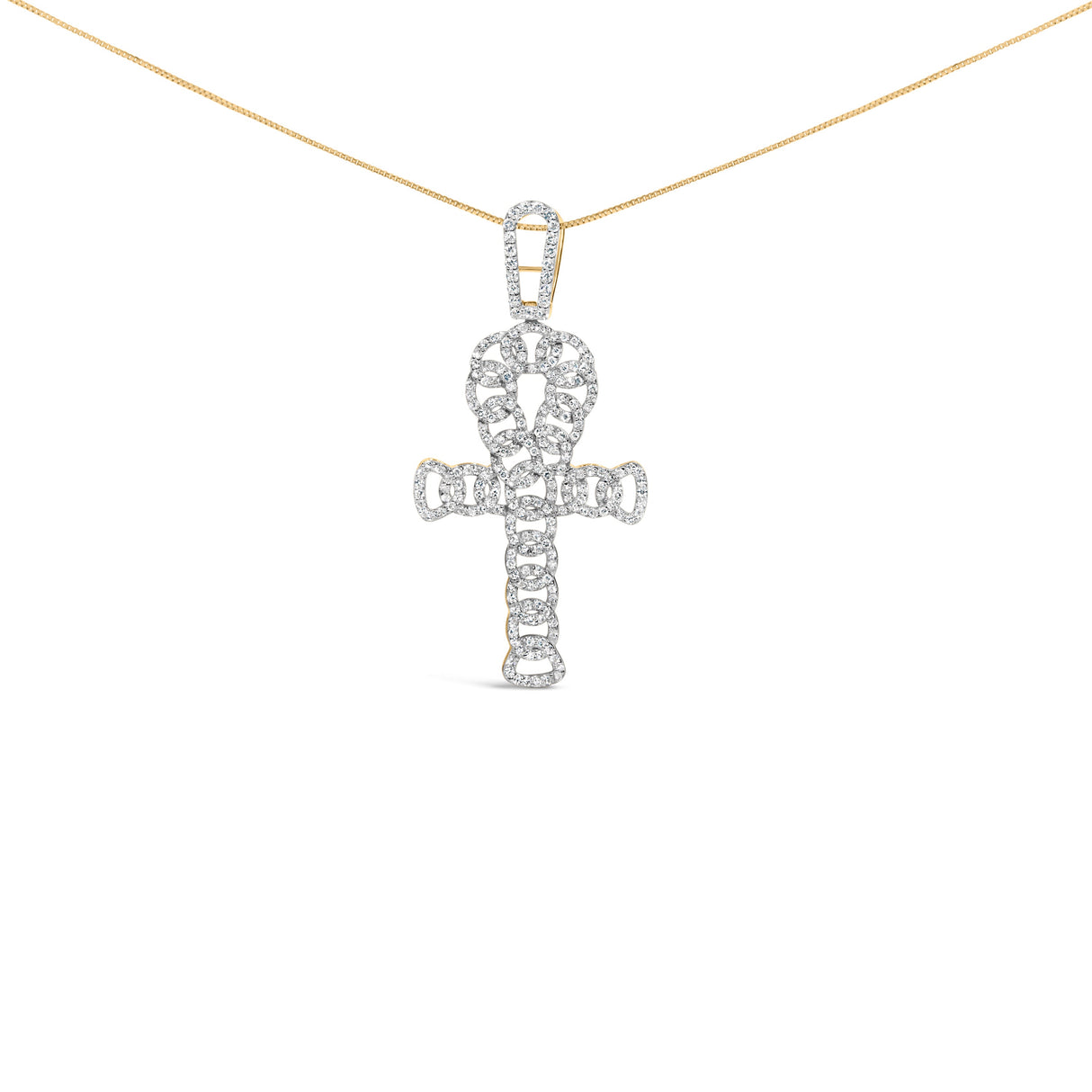 Men's 10K Yellow Gold 1.00 Cttw Ankh Cross Pendant