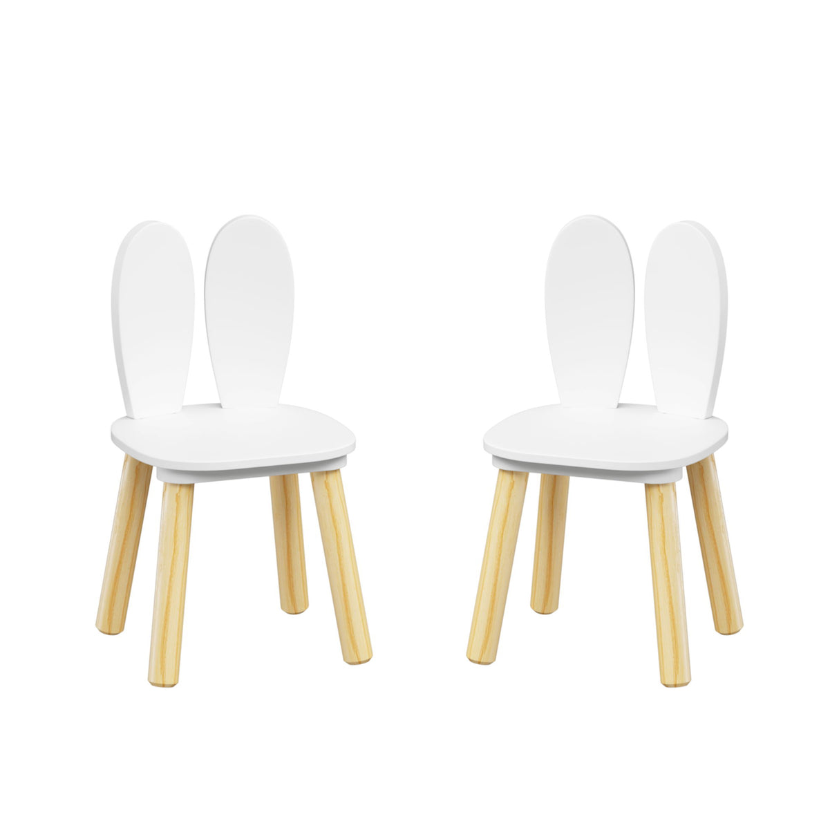 Rabbit Themed Table And 2 Chairs Set - White
