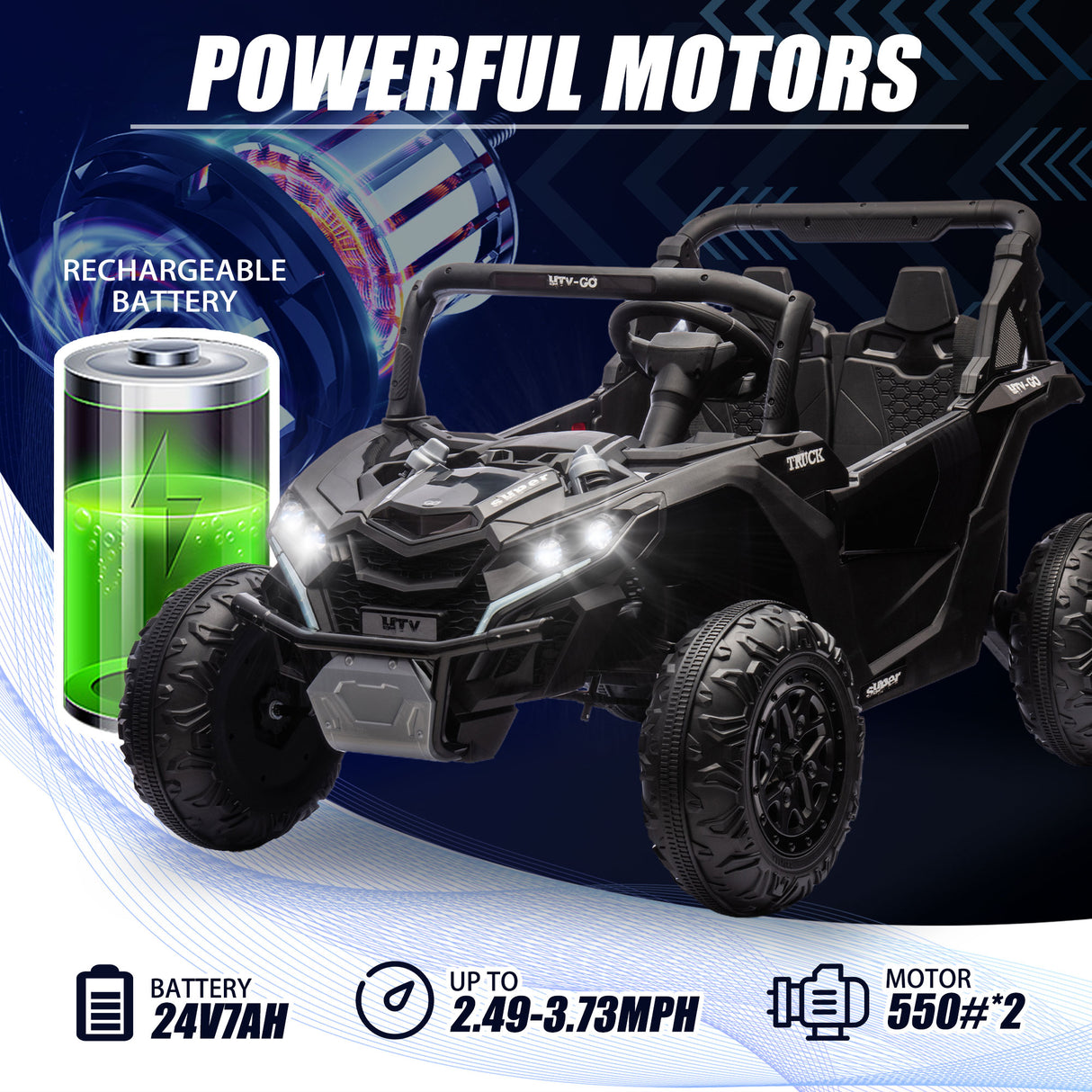 24V Two-Seater Kids Ride-On UTV with Parental Remote Control