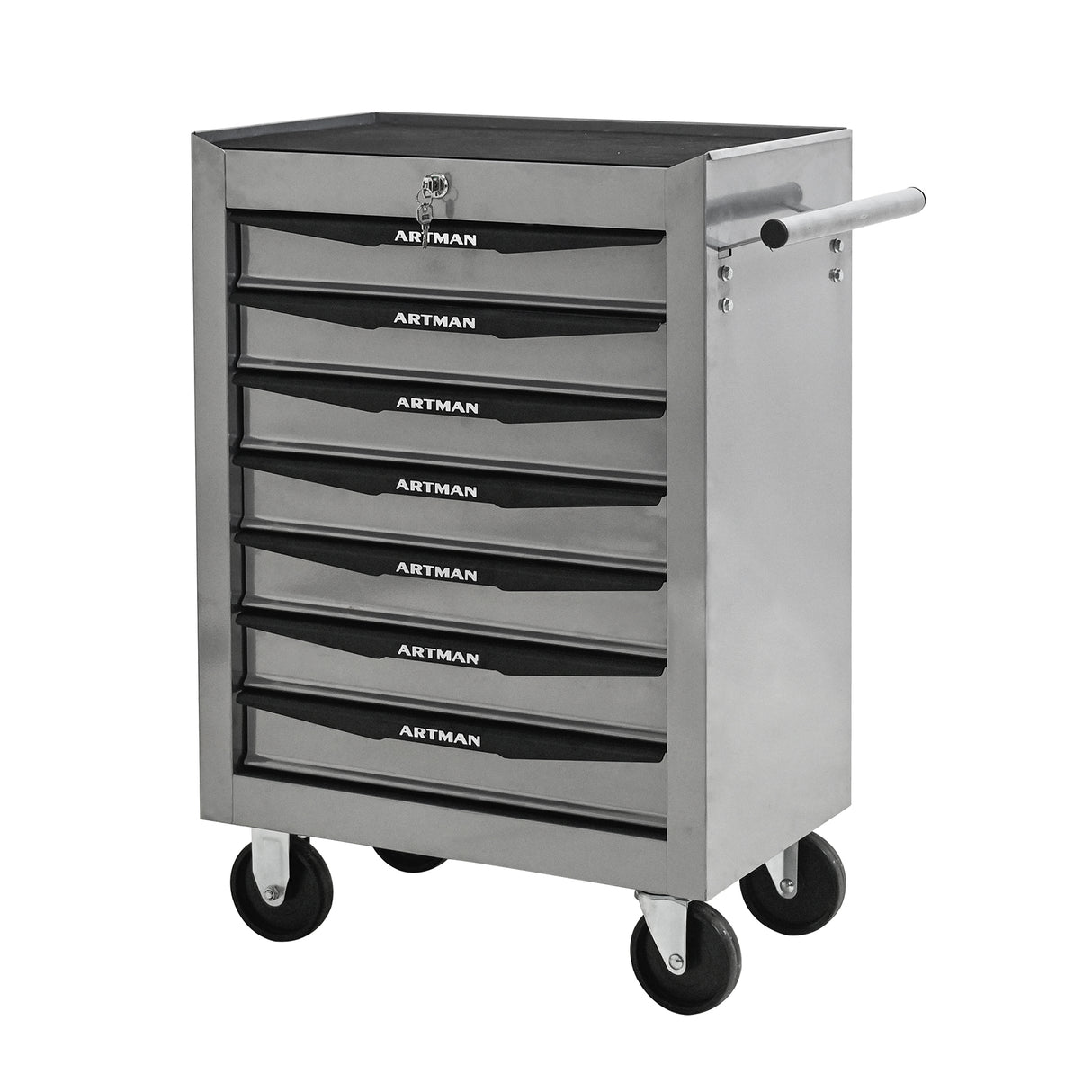 Rolling Metal Tool Chest with 7 Drawers, 20" Cabinet Silver