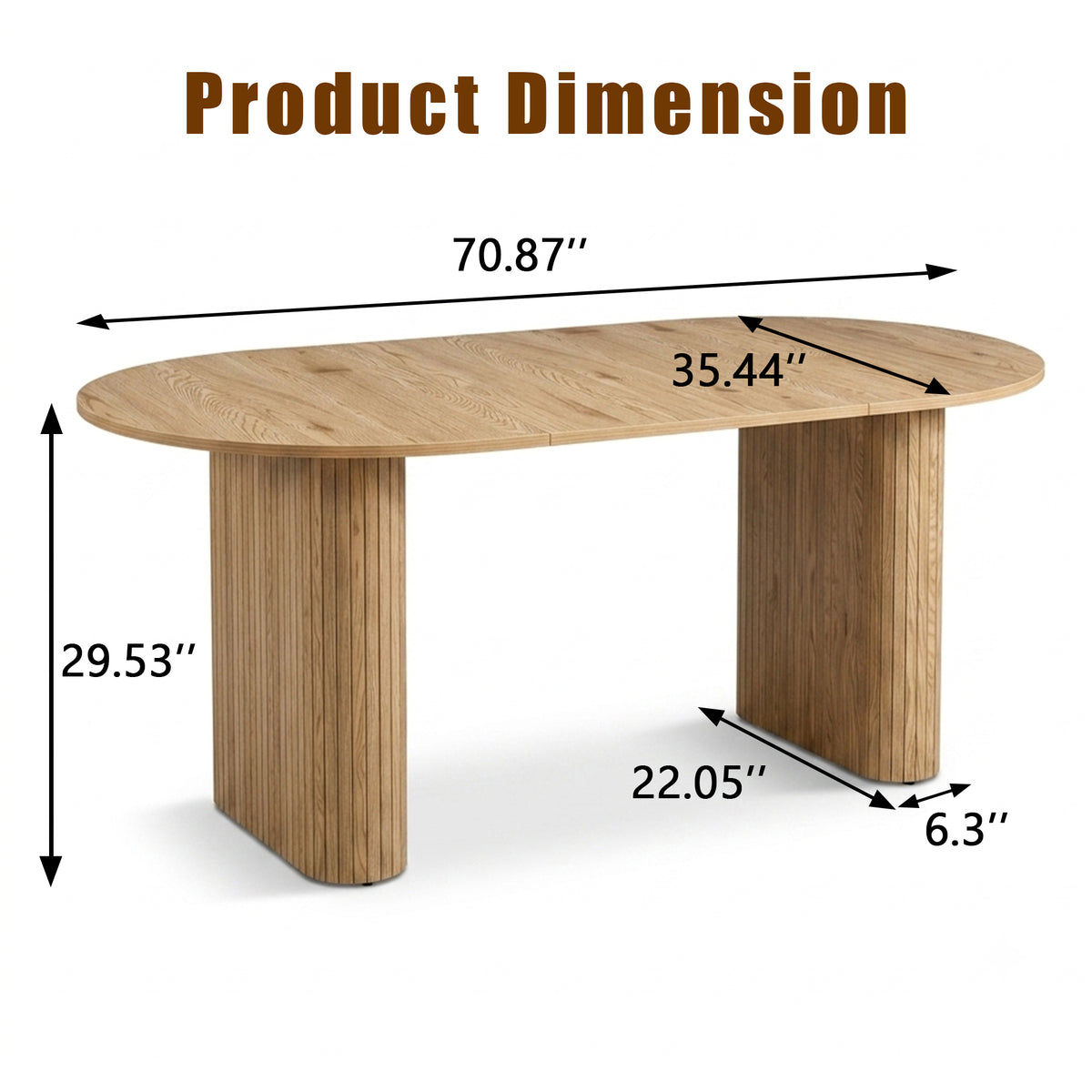 70.8" Oval Dining Table for 4-8