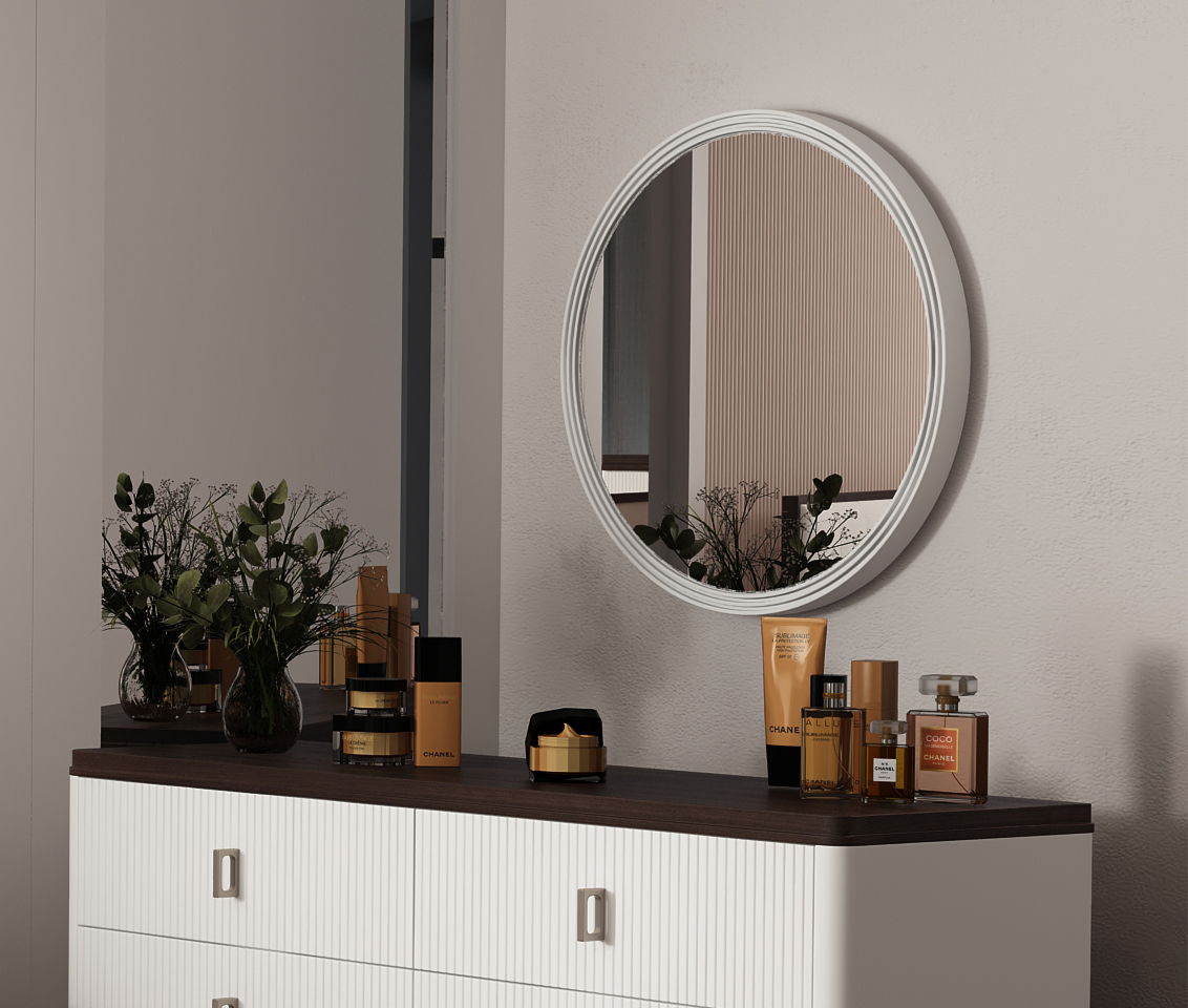 Carena - Round Mirror - Gray - Best Buy Furniture