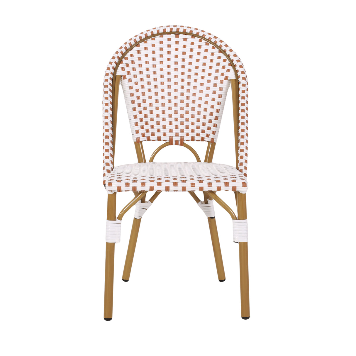 Outdoor PE Rattan and Aluminum French Bistro Chairs, Set of 2, Rusted