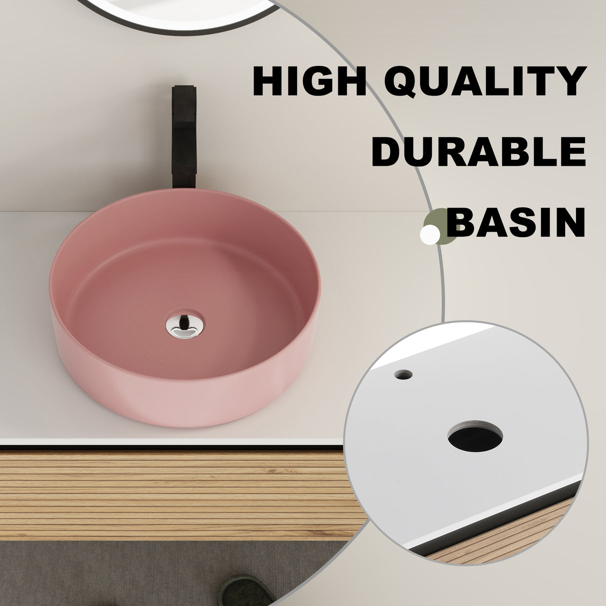 30" Wall-Mounted Bathroom Vanity with Art Ceramic Sink