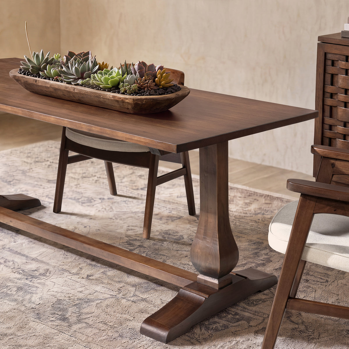 Whitmore 72-Inch Trestle Dining Table, Dark Brown Reclaimed Pine