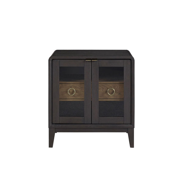 Glass Door Nightstand - Black