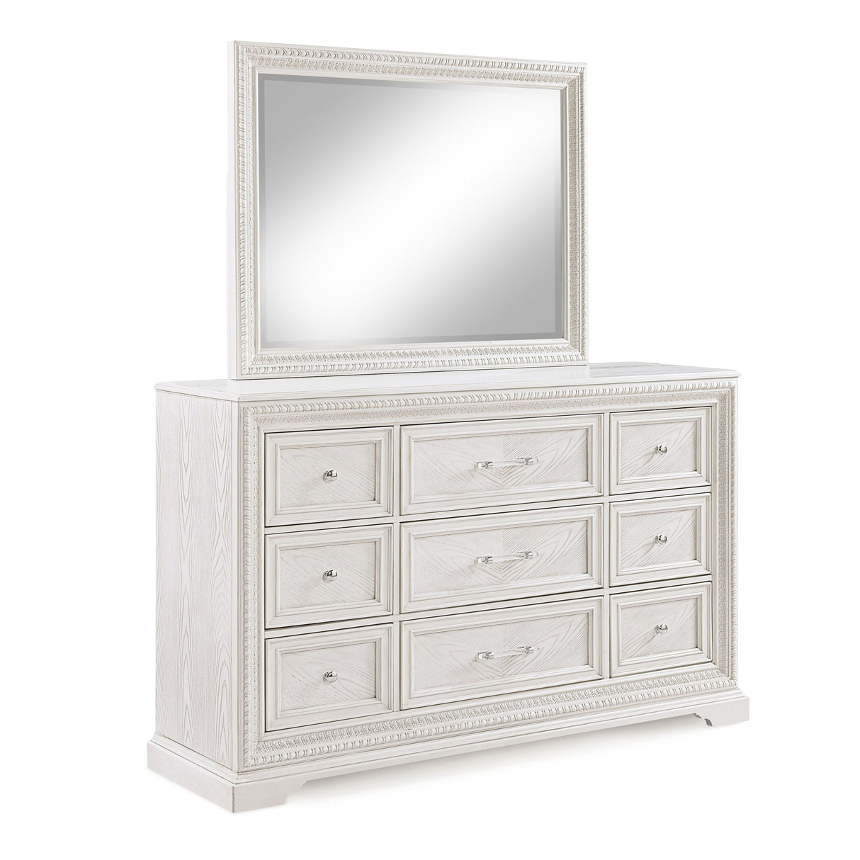 6 Drawer Storage Dresser Antique Wooden Bedroom Furniture - Antique White