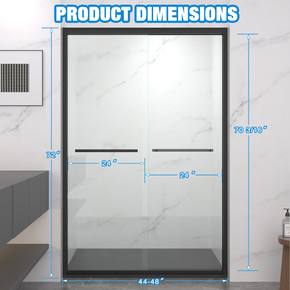 Aluminum Frame Double Sliding Shower Door