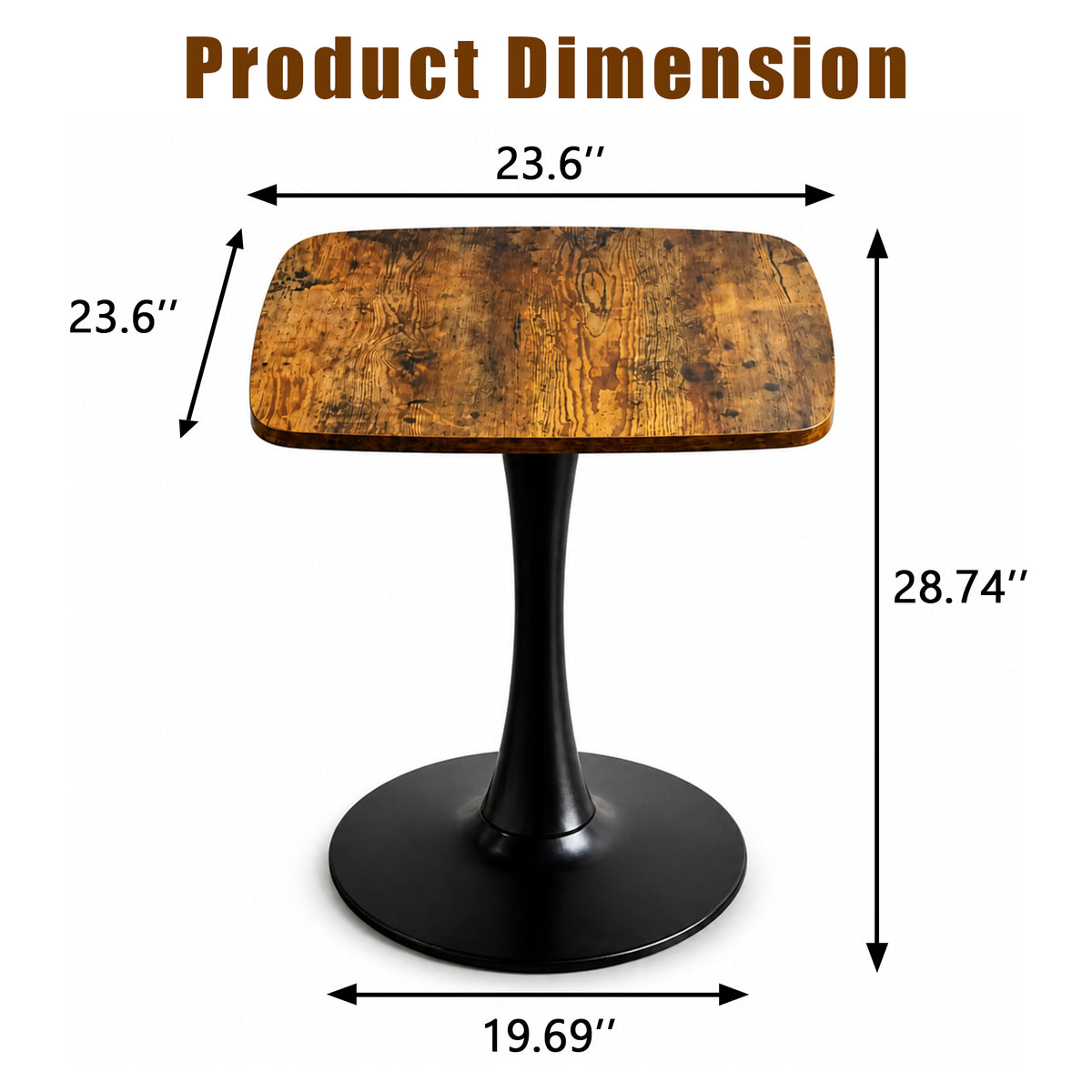 Square Dining Table - 24" Square Tulip Table with MDF Top