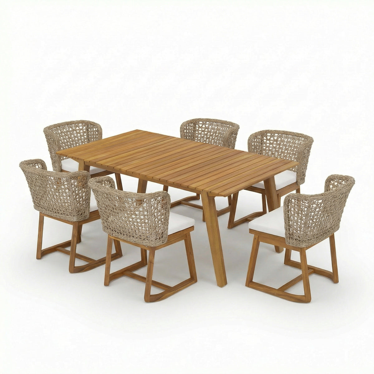 69" Outdoor Solid Wood Dining Set for 6