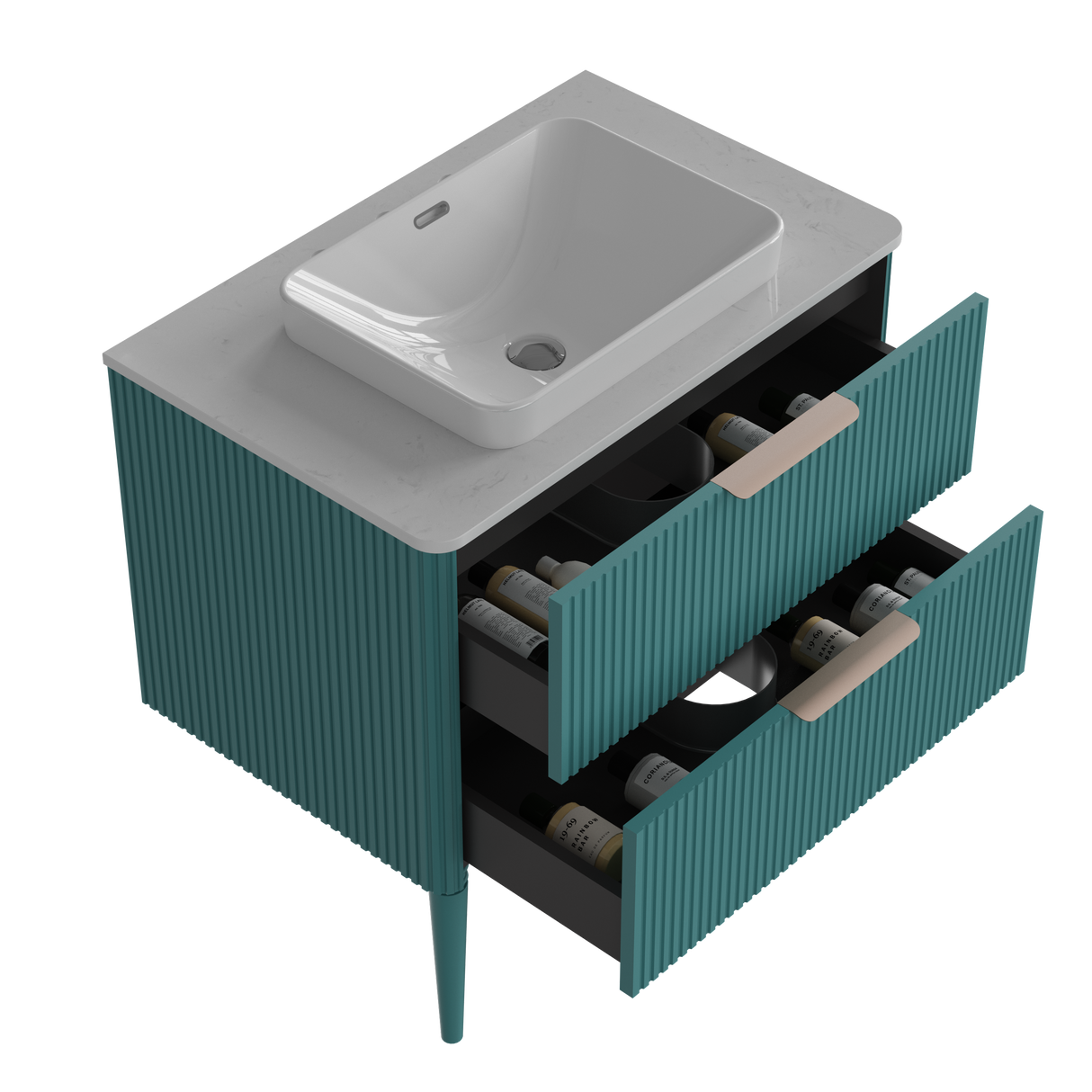 Elena Striped Aquamarine Bathroom Vanity Without Sink