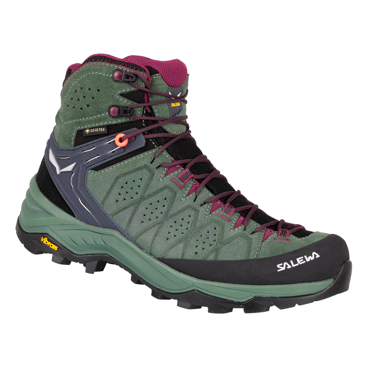 Salewa Women's Alp Trainer 2 Mid GTX Waterproof Hiking Boot - Size: Duck Green/Rhododendron